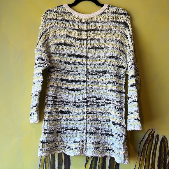 Vintage Free People Striped Textured Knit V-Neck Sweater Size Medium - Picture 6 of 7
